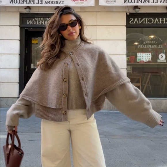 Zara Knit Cape Jacket - Picture 13 of 14